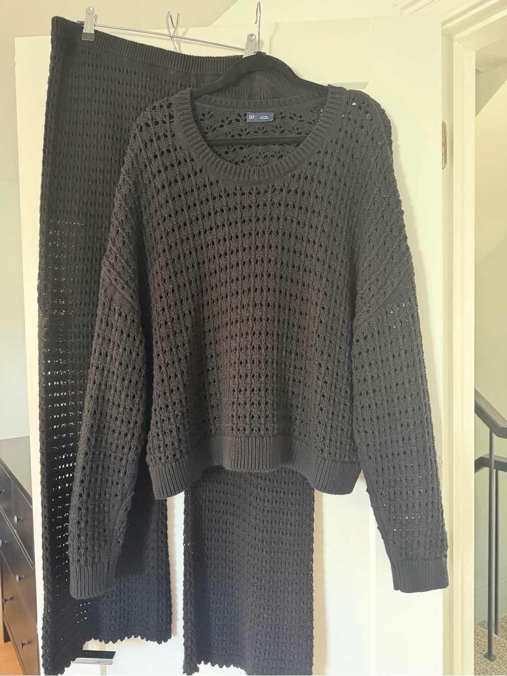 GAP Black Crochet Pant & Shirt Set